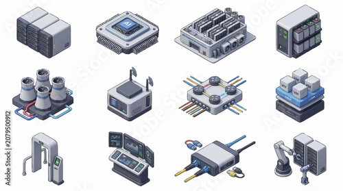 Canvastavla Isometric Industrial Technology and Data Center Equipment.