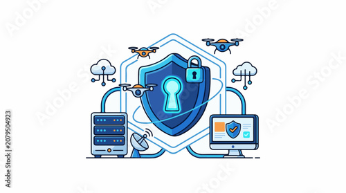 Digital security system with drones cloud and server