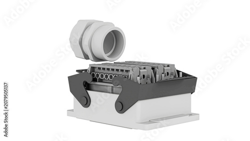 Industrial Heavy Duty Electrical Connector 3D Model – High Detail Mechanical Component