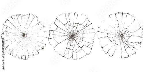 Photos Broken glass cracks and bullet holes set with shattered window texture graphic element isolated vector illustration