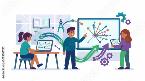 Students learn math and science with graphs and diagrams