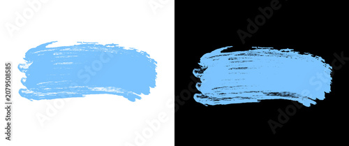 Canvastavla Light blue paint brush stroke on white and black background, textured acrylic sm