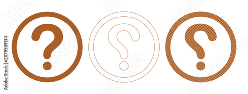 Quadro su tela Set of 3 Brown Question Mark Icons Vector