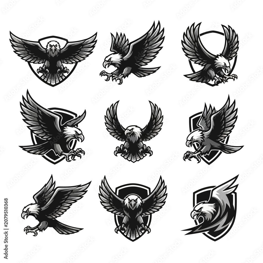 Naklejka premium Eagle Emblems Collection - Majestic Birds of Prey Logos