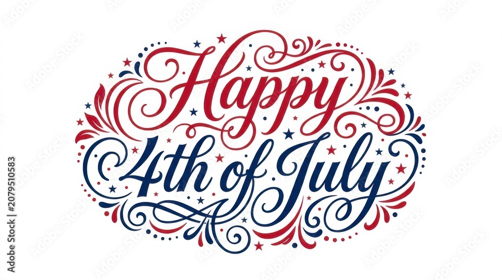 Fototapeta premium Patriotic Independence Day Lettering Artwork
