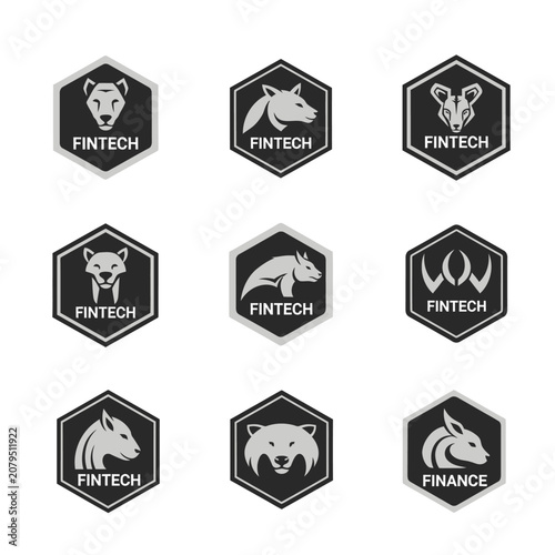 Fintech Technology Logos: Animal Emblems for Finance & Innovation