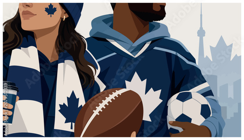 Couple Wearing Football Jerseys.