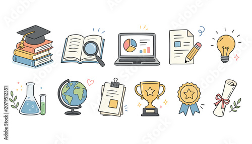 Education icons and symbols.