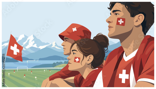 Swiss People Wearing Red Jerseys.
