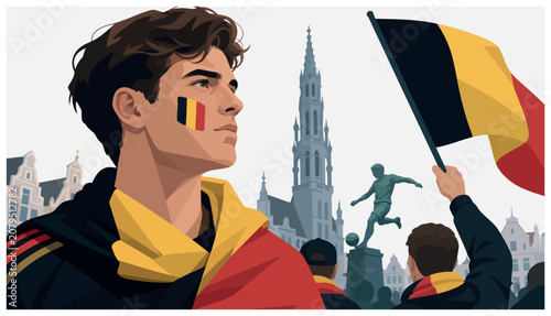 Young Man with Belgian Flag.