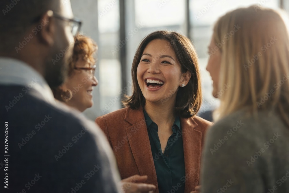 Obraz premium Diverse group joyful conversation