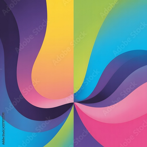 Abstract Colorful Flowing Fabric Waves with Vibrant Gradient Layers Creating Elegant Modern Background and Luxury Digital Art Design