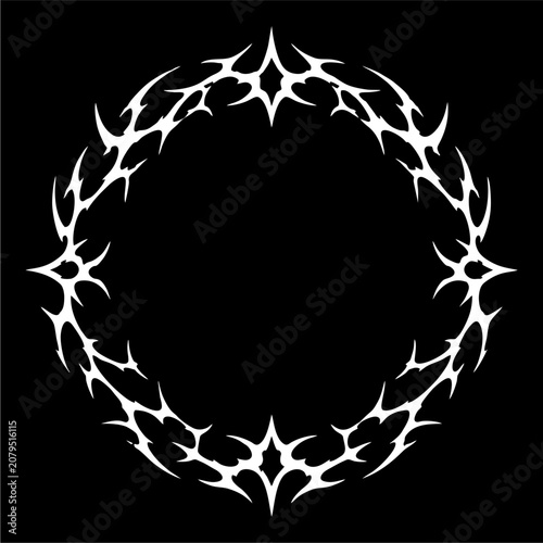Photos Aggressive Neo Tribal Circular Frame with Four Directional Blade Sigils and Goth