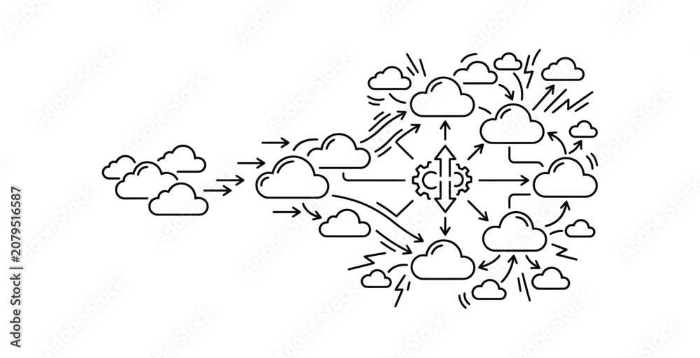 Fototapeta premium Cloud Computing Network Infographic