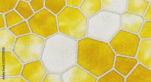 Honeycomb pattern with white and yellow hexagons  seamless texture  honey  beeswax  natural  organic  geometric