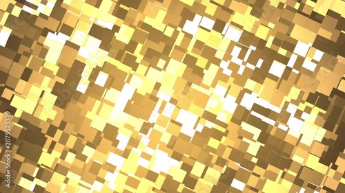 Abstract coffee gold gradient animation featuring dimensional square particles that slide and shift across one another.