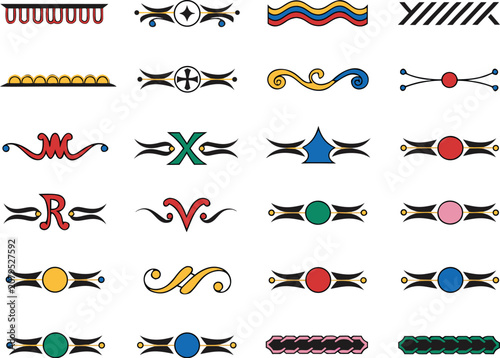 set of colorful ribbons and labels