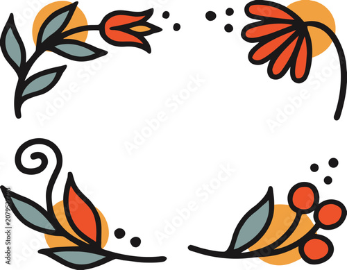 floral frame with leaves