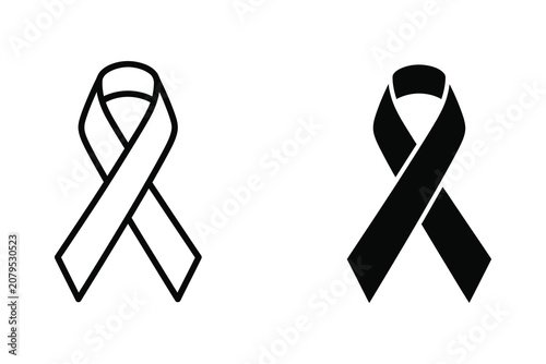 Black ribbon vector illustration, awareness symbol