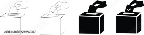 Valokuva vector illustration of ballot box, House of Councilors election, polling station, paper