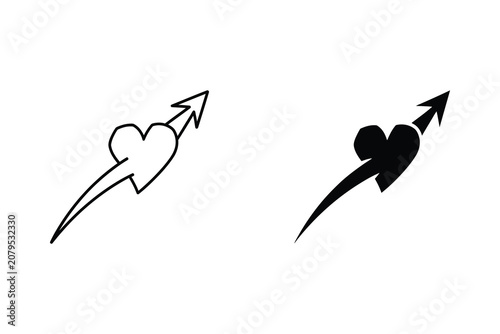 Obraz na plátně Heart arrows love symbols vector illustration line art style