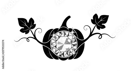 Decorative autumn pumpkin with a central diamond jewel.