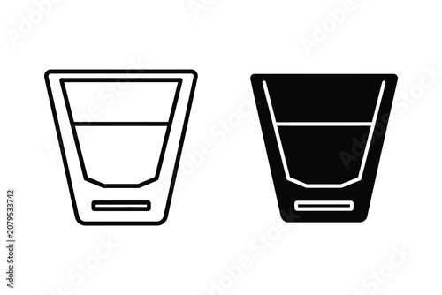 Empty cocktail glasses vector line illustration with striped pattern and plain design
