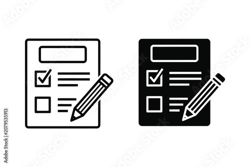 Checklist with pencil vector illustration, flat design