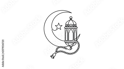 Ramadan lantern with crescent moon star.