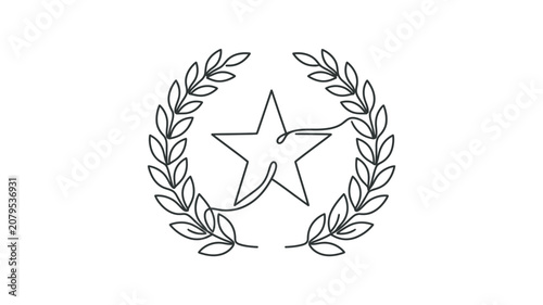 Star Laurel Wreath Symbol Emblem.