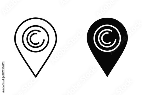Location pin icons with spiral design vector flat illustration