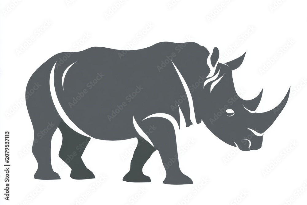 Fototapeta premium A large gray rhino figure stands boldly, representing an obvious risk that people tend to overlook in life and decision making.