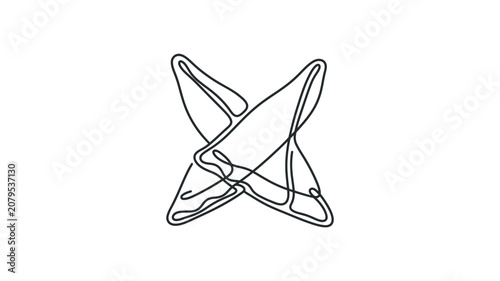 Interconnected geometric shapes forming star.