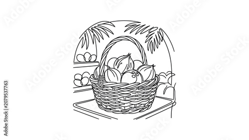 Fresh Fruit in a Woven Basket.