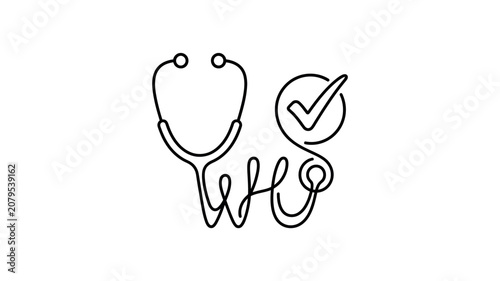 Stethoscope with Check Mark Icon.