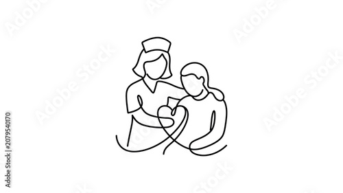 Nurse comforting a young patient.