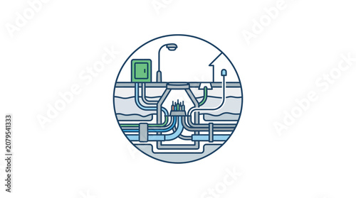 Subterranean Utility Network and Communication Lines Diagram