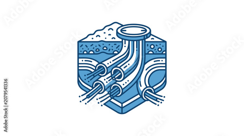 Underground Fiber Optic Cable Infrastructure Isometric Icon