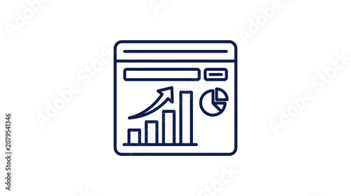 Financial dashboard icon with growth trend and data charts
