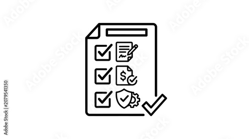 Business Compliance Checklist and Document Verification Icon