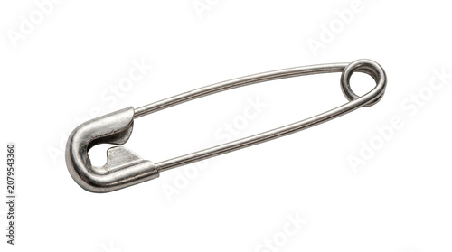 Принти на полотні Silver metal safety pin used for fastening fabric or clothing isolated on transparent background png realistic industrial hardware tool for sewing craft