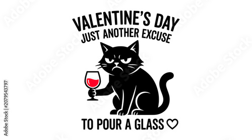 Картината върху платно Grumpy Cat Valentine's Day Wine Glass Funny Quote