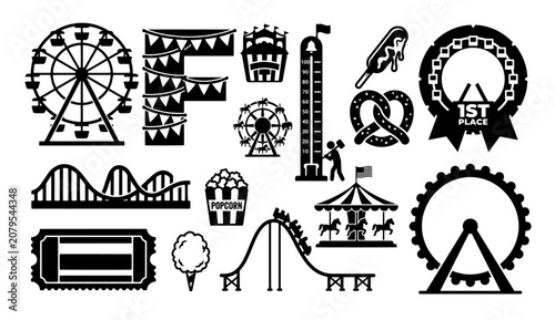 Obraz na płótnie Bold State Fair Silhouette Asset Pack - Heavy Block Carnival SVG Design Bundle