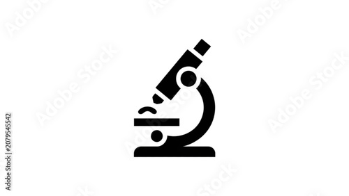Фотография Modern black and white microscope icon for science and research Vector