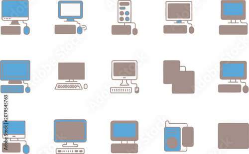 Computer Icons Set with Various Styles and Designs