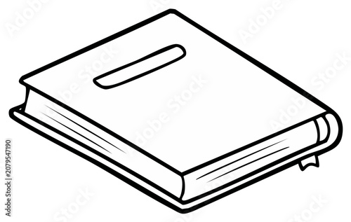 Simple drawing of a closed book in monochrome outlines for educational purpose