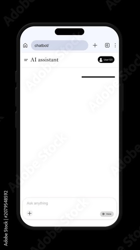 3D AI for Mobile Browser Interface Concept Animation | Alpha channel
