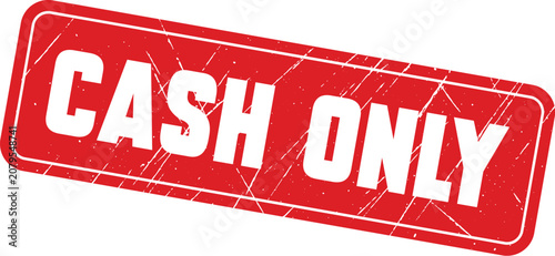 Photos CASH: A rectangular red rubber stamp design used to clarify payment terms for businesses and professional accounts