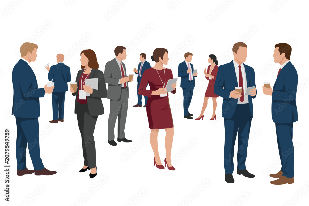 Fototapeta premium Diverse Business People Networking and Talking at Conference Illustration