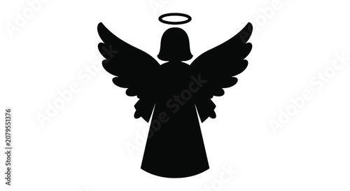 Obraz na plátně Angel Silhouette On White Background A Simple Graphic Design